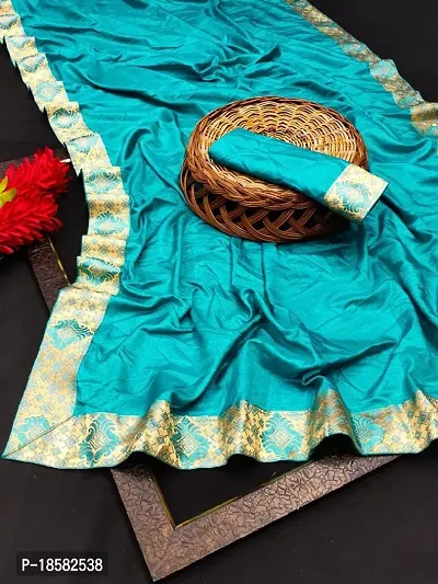 Stylish Cotton Silk Turquoise Saree With Blouse piece
