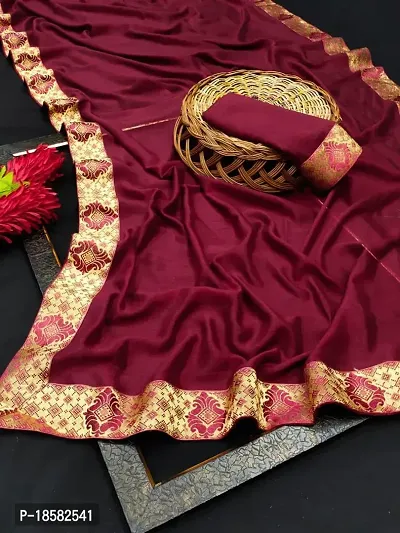 Stylish Cotton Silk Maroon Saree With Blouse piece