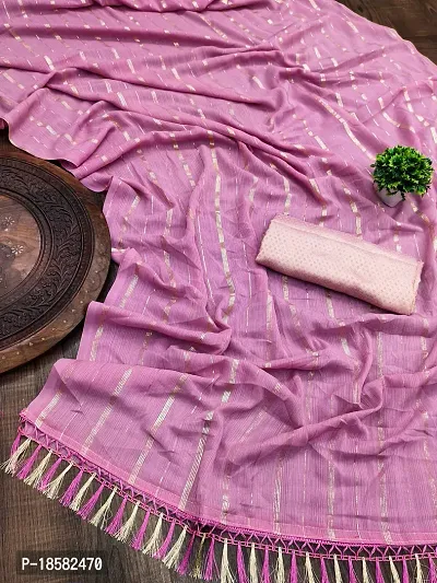 Stylish Cotton Silk Pink Saree With Blouse piece