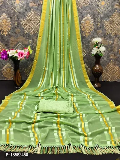 Stylish Cotton Silk Light Green Saree With Blouse piece