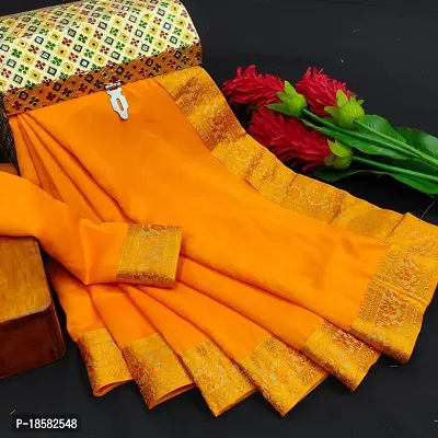 Stylish Cotton Silk Yellow Saree With Blouse piece-thumb0