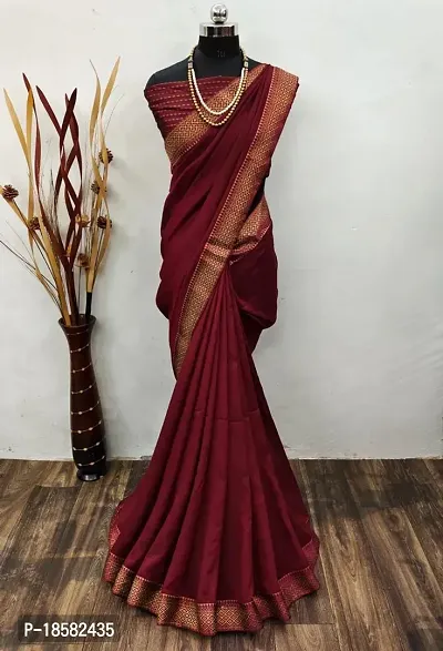 Stylish Cotton Silk Maroon Saree With Blouse piece