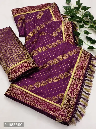 Stylish Cotton Silk Magenta Saree With Blouse piece-thumb0