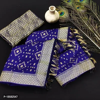 Stylish Cotton Silk Blue Saree With Blouse piece