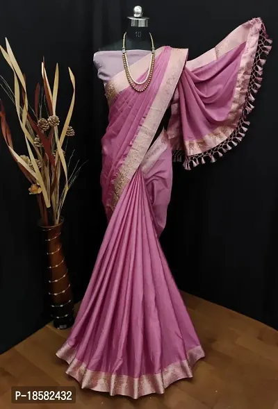 Stylish Cotton Silk Light Purple Saree With Blouse piece