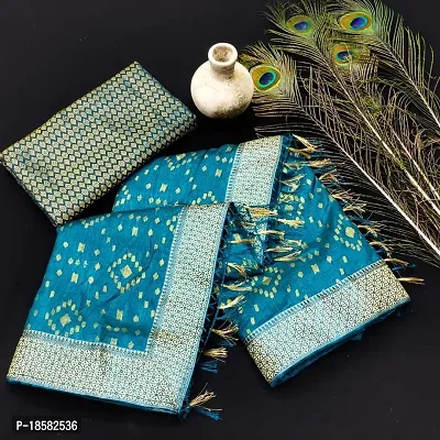 Stylish Cotton Silk Blue Saree With Blouse piece-thumb0