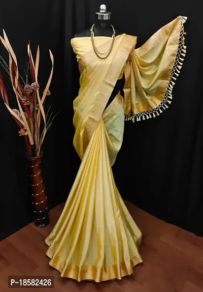 Stylish Cotton Silk Yellow Saree With Blouse piece-thumb0