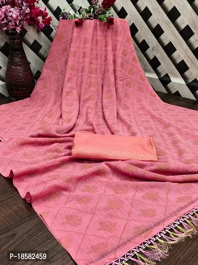 Stylish Cotton Silk Peach Saree With Blouse piece-thumb0