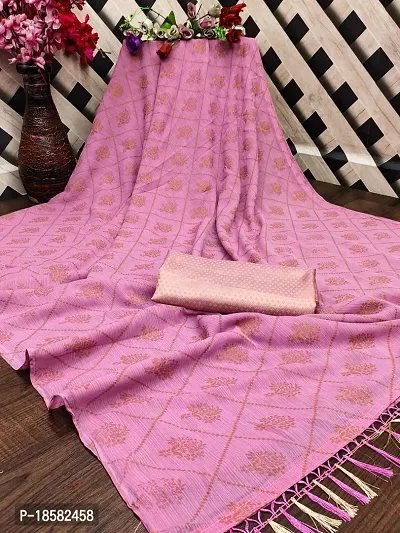 Stylish Cotton Silk Pink Saree With Blouse piece