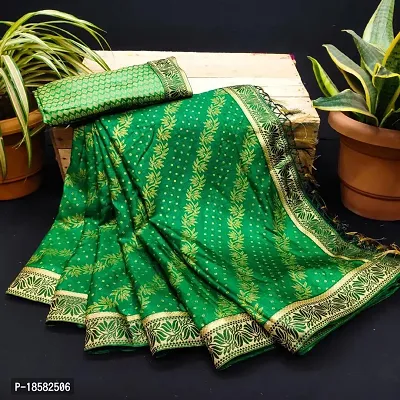 Stylish Cotton Silk Green Saree With Blouse piece-thumb0