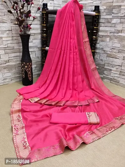 Stylish Cotton Silk Pink Saree With Blouse piece-thumb0