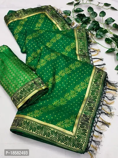 Stylish Cotton Silk Green Saree With Blouse piece