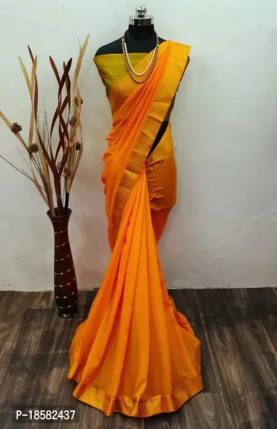 Stylish Cotton Silk Orange Saree With Blouse piece-thumb0