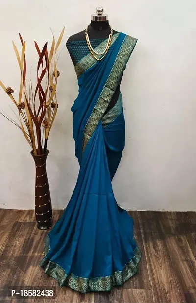 Stylish Cotton Silk Turquoise Saree With Blouse piece