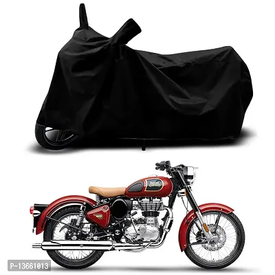 Classic Waterproof Bike Body Cover For Royal Enfie Classic 350 Halcyon Special Used For Dust Particle-Sun UV Rays-Water Drop(Black)