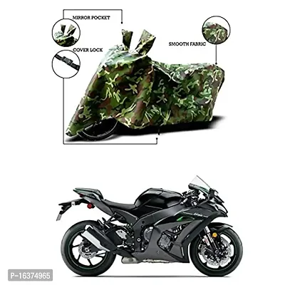 MITHILA MART?-Kawasaki Ninja ZX-10R SE Cover Water Resistance/Dustproof/UV Protection/Indor/Outdor and Parking Comfertable with All Varients Full Body Protection (Green Military Color)