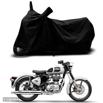 Classic Waterproof Bike Body Cover For Royal Enfie Classic 350 ABS BS6 Special Used For Dust Particle-Sun UV Rays-Water Drop(Black)