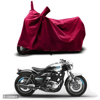 Classic Waterproof Bike Body Cover For Royal Enfie Shotgun 650 STD Special Used For Dust Particle-Sun UV Rays-Water Drop (Maroon)-thumb0