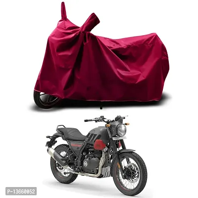 Classic Waterproof Bike Body Cover For Royal Enfie Scram 411 ABS Special Used For Dust Particle-Sun UV Rays-Water Drop (Maroon)