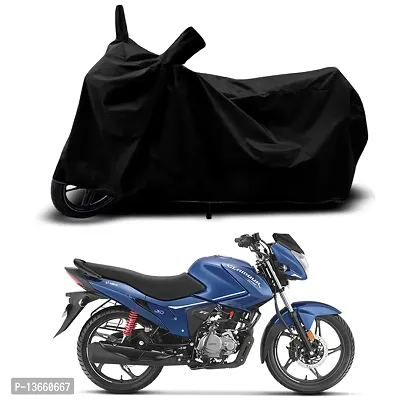 Classic Waterproof Bike Body Cover For Hero Glamour Xtec-Dis Special Used For Dust Particle-Sun UV Rays-Water Drop(Black)