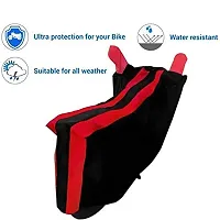 COVER MART Water Resistant Polyester Two Wheeler Body Protection Cover for Suzuki Burgman (Double Stripe Red)-thumb1