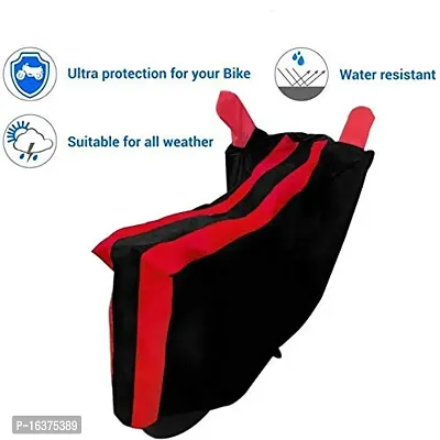 COVER MART Water Resistant Polyester Two Wheeler Body Protection Cover for Suzuki Burgman (Double Stripe Red)-thumb2