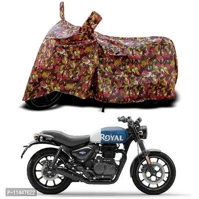 Waterproof Bike Cover For Royal Enfie Hunter 350 Special Used For Dust Particle-Sun UV Rays-Water Drop-Indoor-Outdoor-Parking Full Body Protection(Army Multicolor)-thumb0