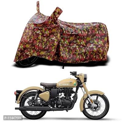 Waterproof Bike Cover For Royal Enfie Classic 350 Signal Special Used For Dust Particle-Sun UV Rays-Water Drop-Indoor-Outdoor-Parking Full Body Protection(Army Multicolor)