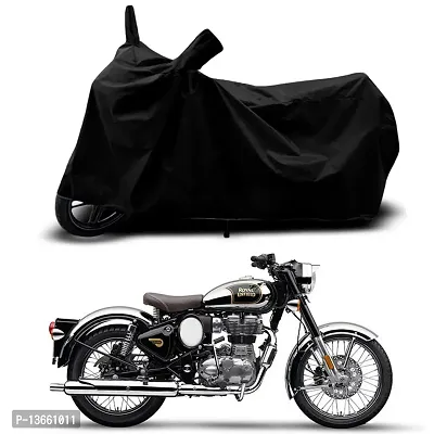 Classic Waterproof Bike Body Cover For Royal Enfie Classic 350 Chrome Special Used For Dust Particle-Sun UV Rays-Water Drop(Black)-thumb0