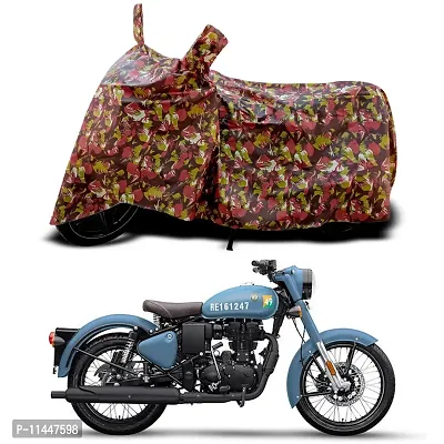 Waterproof Bike Cover For Royal Enfie Classic 350 Special Used For Dust Particle-Sun UV Rays-Water Drop-Indoor-Outdoor-Parking Full Body Protection(Army Multicolor)-thumb0