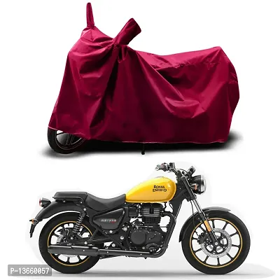 Classic Waterproof Bike Body Cover For Royal Enfie Super Meteor 650 STD Special Used For Dust Particle-Sun UV Rays-Water Drop (Maroon)