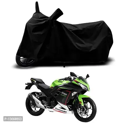 Classic Waterproof Bike Body Cover For Kawasaki Ninja 300 BS6 Special Used For Dust Particle-Sun UV Rays-Water Drop(Black)