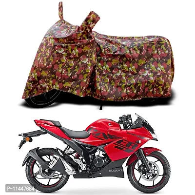 Waterproof Bike Cover For Suzuki Gixxer SF 250 BS6 Special Used For Dust Particle-Sun UV Rays-Water Drop-Indoor-Outdoor-Parking Full Body Protection(Army Multicolor)-thumb0