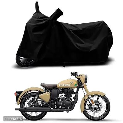 Classic Waterproof Bike Body Cover For Royal Enfie Classic 350 Signal Special Used For Dust Particle-Sun UV Rays-Water Drop(Black)