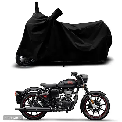 Classic Waterproof Bike Body Cover For Royal Enfie Classic 350 Dark Special Used For Dust Particle-Sun UV Rays-Water Drop(Black)