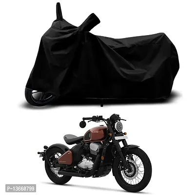 Classic Waterproof Bike Body Cover For Jawa 42 Bobber New BS6 Special Used For Dust Particle-Sun UV Rays-Water Drop(Black)-thumb0