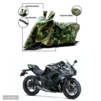 MITHILA MART?-Kawasaki Ninja 650 BS6 Cover Water Resistance/Dustproof/UV Protection/Indor/Outdor and Parking Comfertable with All Varients Full Body Protection (Green Military Color)