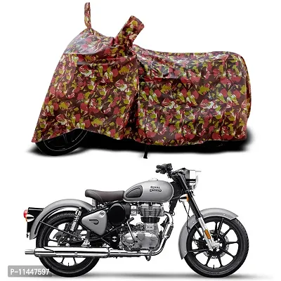 Waterproof Bike Cover For Royal Enfie Bullet 350 BS6 Special Used For Dust Particle-Sun UV Rays-Water Drop-Indoor-Outdoor-Parking Full Body Protection(Army Multicolor)