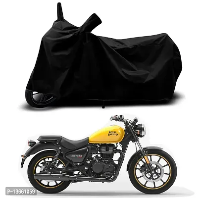 Classic Waterproof Bike Body Cover For Royal Enfie Super Meteor 650 STD Special Used For Dust Particle-Sun UV Rays-Water Drop(Black)