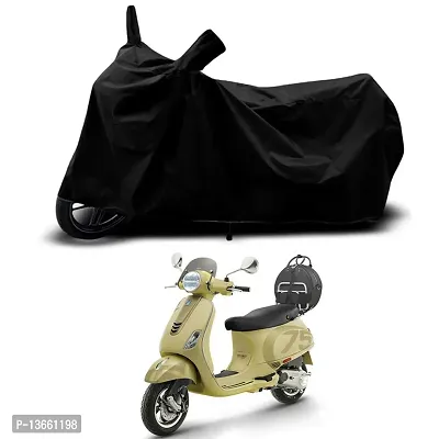 Classic Waterproof Scooty Body Cover For Vespa VXL 150 BS6 Special Used For Dust Particle-Sun UV Rays-Water Drop(Black)