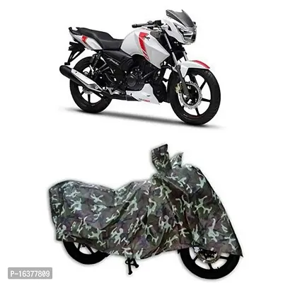 COVER MART Water Resistant Polyester Two Wheeler Body Protection Cover for TVS Apache 160 (Military)