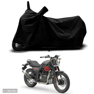 Classic Waterproof Bike Body Cover For Royal Enfie Scram 411 ABS Special Used For Dust Particle-Sun UV Rays-Water Drop(Black)