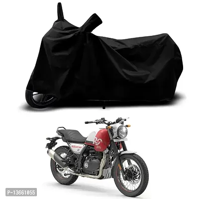 Classic Waterproof Bike Body Cover For Royal Enfie Scram 411 Spirit BS6 Special Used For Dust Particle-Sun UV Rays-Water Drop(Black)