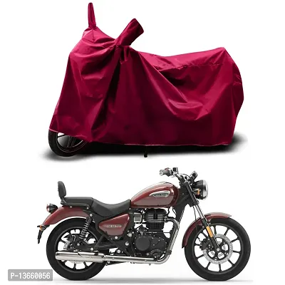 Classic Waterproof Bike Body Cover For Royal Enfie Super Meteor 650 Special Used For Dust Particle-Sun UV Rays-Water Drop (Maroon)