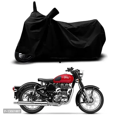 Classic Waterproof Bike Body Cover For Royal Enfie Bullet 350 Special Used For Dust Particle-Sun UV Rays-Water Drop(Black)