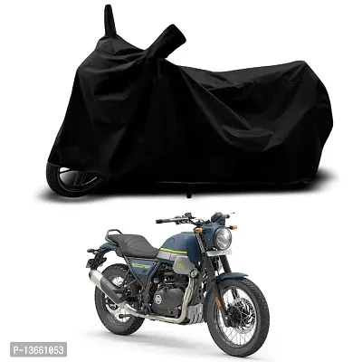 Classic Waterproof Bike Body Cover For Royal Enfie Scram 411 Blazing Special Used For Dust Particle-Sun UV Rays-Water Drop(Black)-thumb0