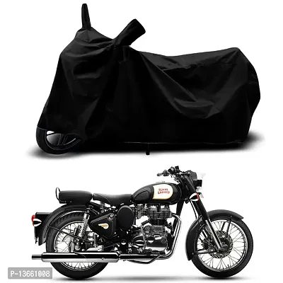 Classic Waterproof Bike Body Cover For Royal Enfie Bullet 350 X Special Used For Dust Particle-Sun UV Rays-Water Drop(Black)-thumb0