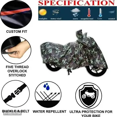 COVER MART Water Resistant Polyester Two Wheeler Body Protection Cover for Yamaha FZ-S Fi Version 3.0 (Military)-thumb2