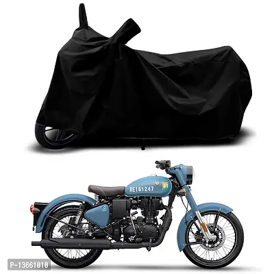 Classic Waterproof Bike Body Cover For Royal Enfie Classic 350 Special Used For Dust Particle-Sun UV Rays-Water Drop(Black)