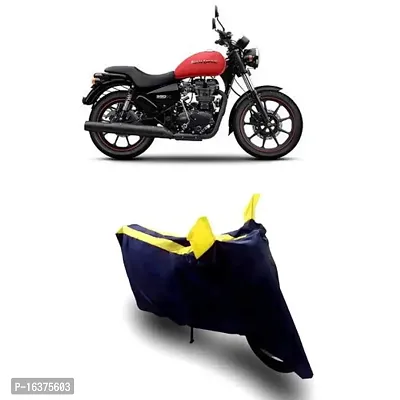 COVER MART Water Resistant Polyester Two Wheeler Body Protection Cover for Royal Enfield Thunderbird 350X (Double Stripe Yellow)-thumb0